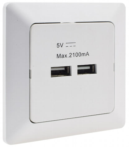MILOS 2-fach USB-Ladedose, weiß matt 250V~/ 50Hz, UP, 5V=, gesamt max. 2A