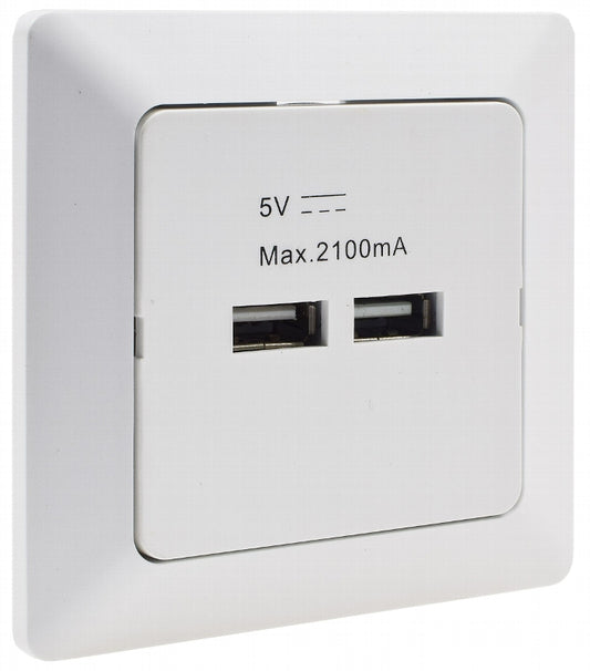 MILOS 2-fach USB-Ladedose, weiß matt 250V~/ 50Hz, UP, 5V=, gesamt max. 2A