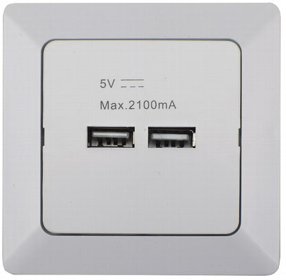 MILOS 2-fach USB-Ladedose, weiß matt 250V~/ 50Hz, UP, 5V=, gesamt max. 2A