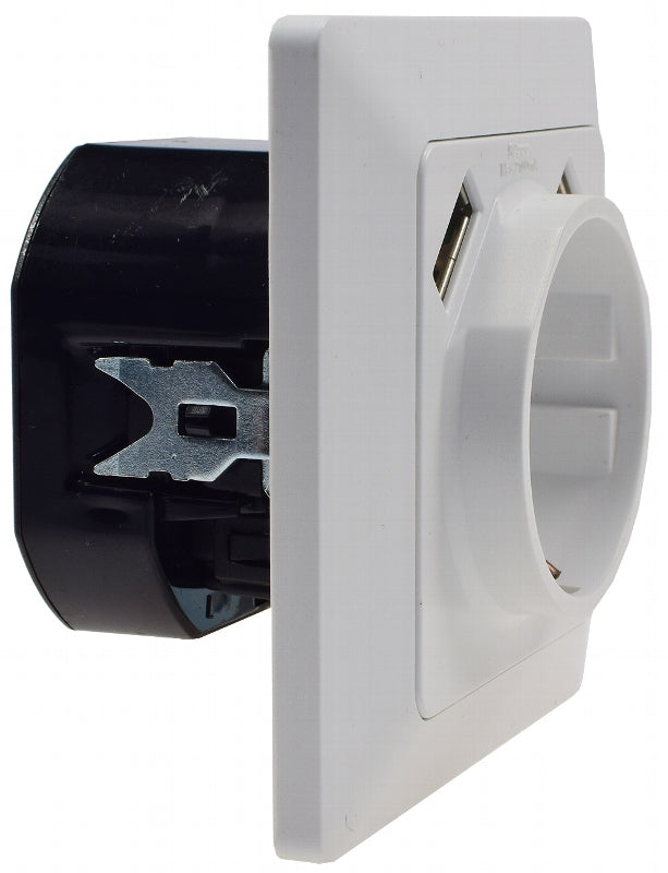 MILOS Schutzkontakt-Steckdose, weiß matt 250V~/ 16A, UP, 2x USB Buchse je 5V/1A