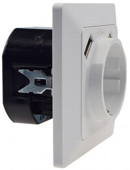 MILOS Schutzkontakt-Steckdose, weiß matt 250V~/ 16A, UP, 2x USB Buchse je 5V/1A