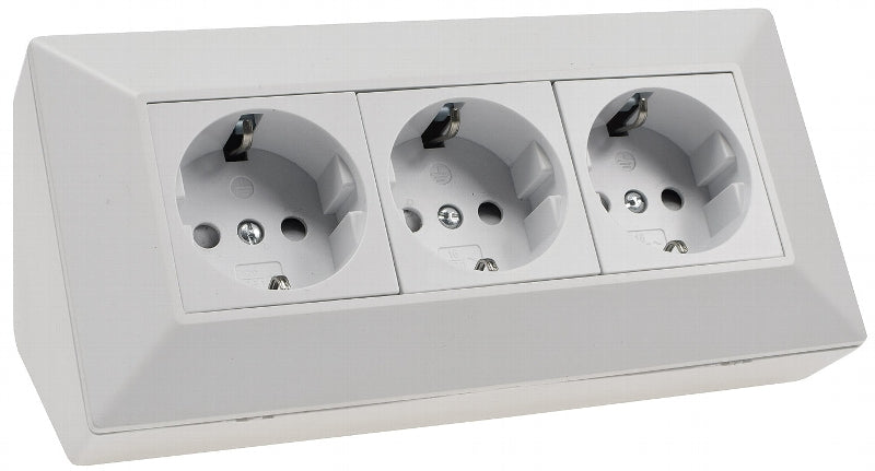 3-fach Steckdosenblock, weiß matt 250V~/ 16A, Aufbaumontage