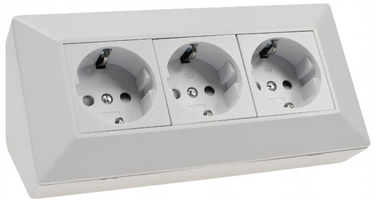 3-fach Steckdosenblock, weiß matt 250V~/ 16A, Aufbaumontage