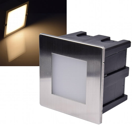 LED-Einbauleuchte "Cuadrado ECO" Edelstahl-Front, warmweiß