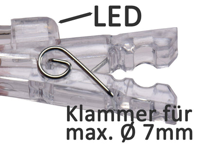 LED Lichterkette mit 40 Foto-Clips warmweiß, transp. Kabel, Batteriebetrieb