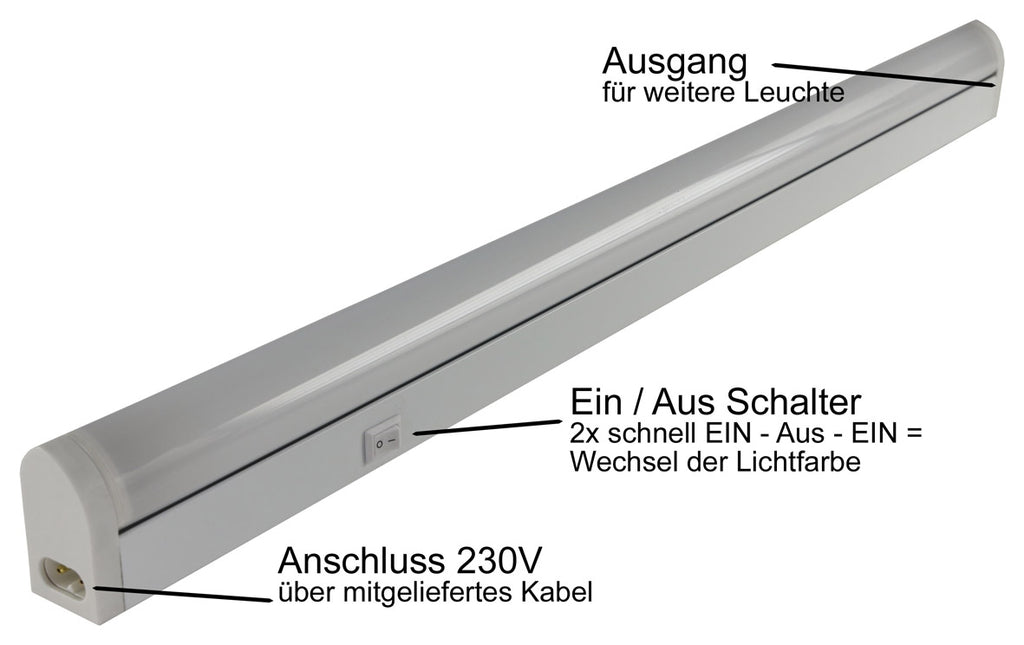 LED Unterbauleuchte "CT-LSW 36" 36cm 340lm, 4 Watt, 2700K + 4000K schaltbar