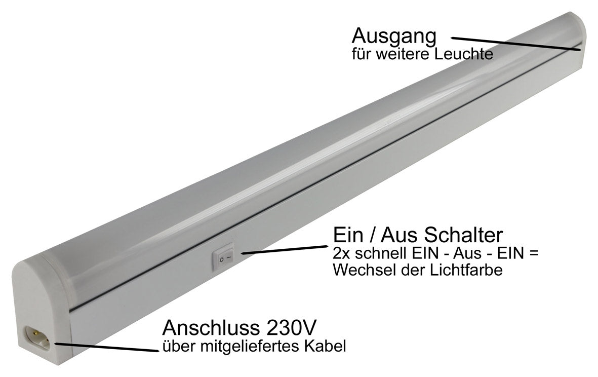 LED Unterbauleuchte "CT-LSW 36" 36cm 340lm, 4 Watt, 2700K + 4000K schaltbar