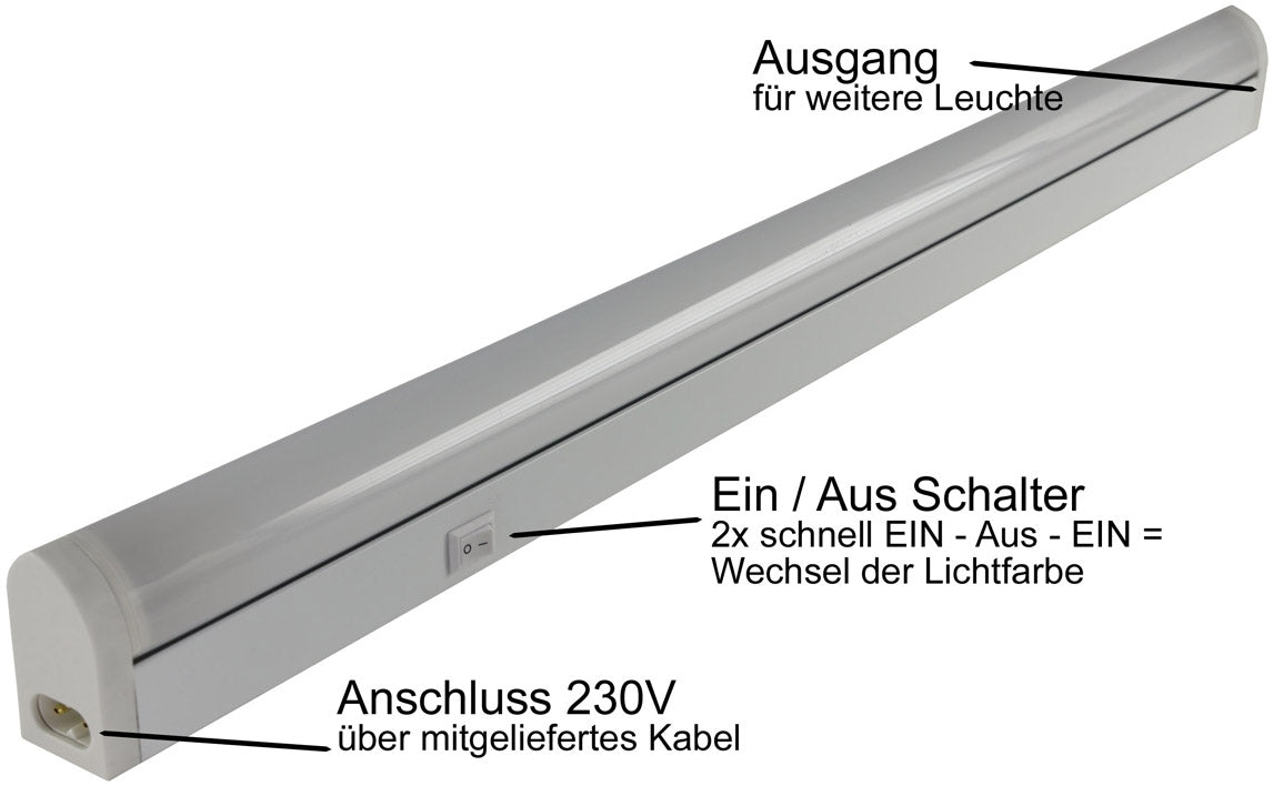 LED Unterbauleuchte "CT-LSW 56" 56cm 660lm, 8 Watt, 2700K + 4000k schaltbar
