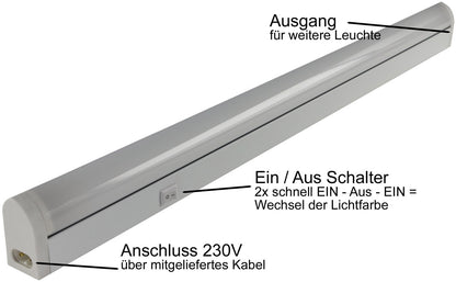 LED Unterbauleuchte "CT-LSW 56" 56cm 660lm, 8 Watt, 2700K + 4000k schaltbar