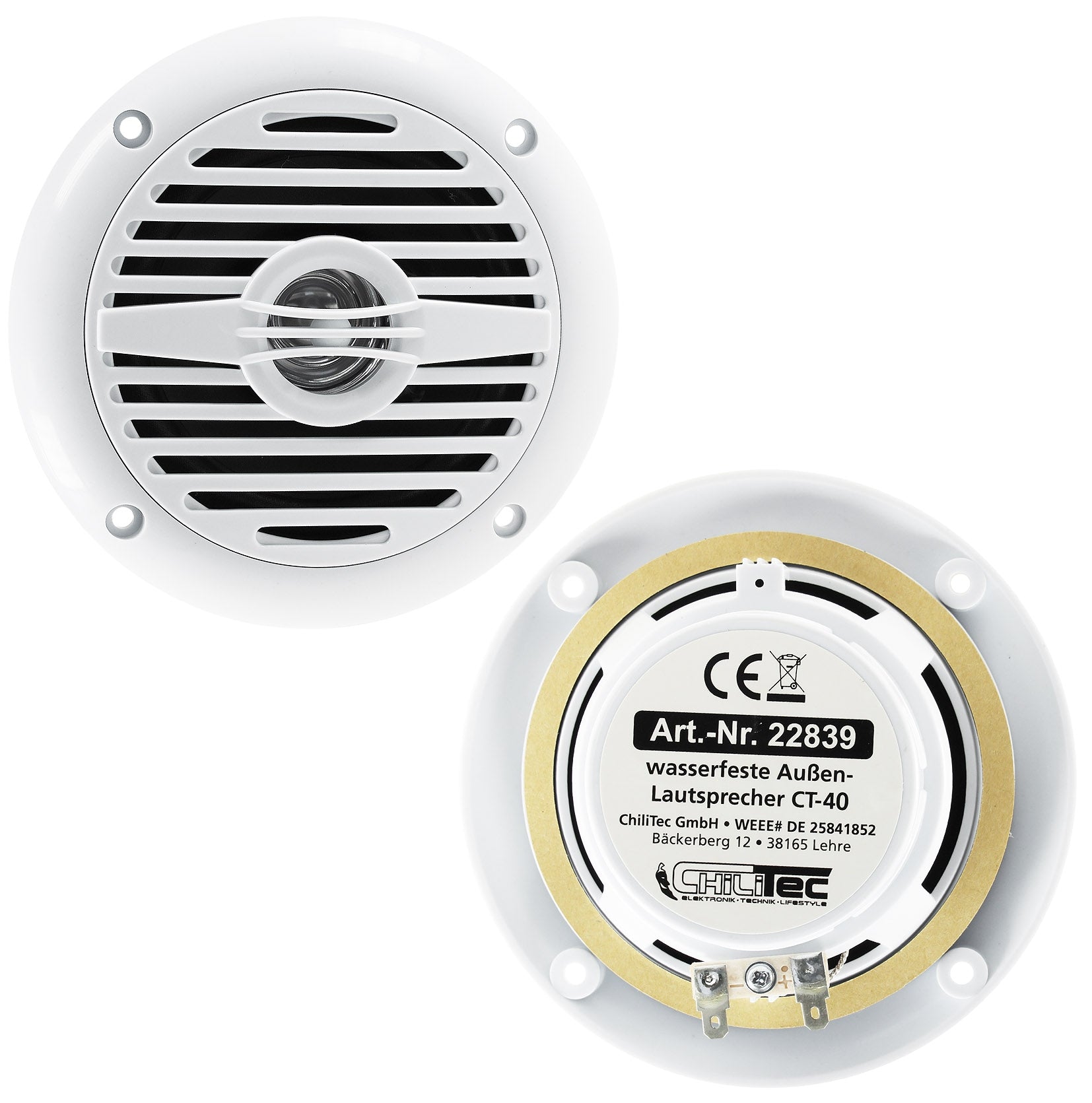 wasserfeste Außen-Lautsprecher "CT-40" 8 Ohm, 4", 60W, 120Hz-20KHz, PAAR