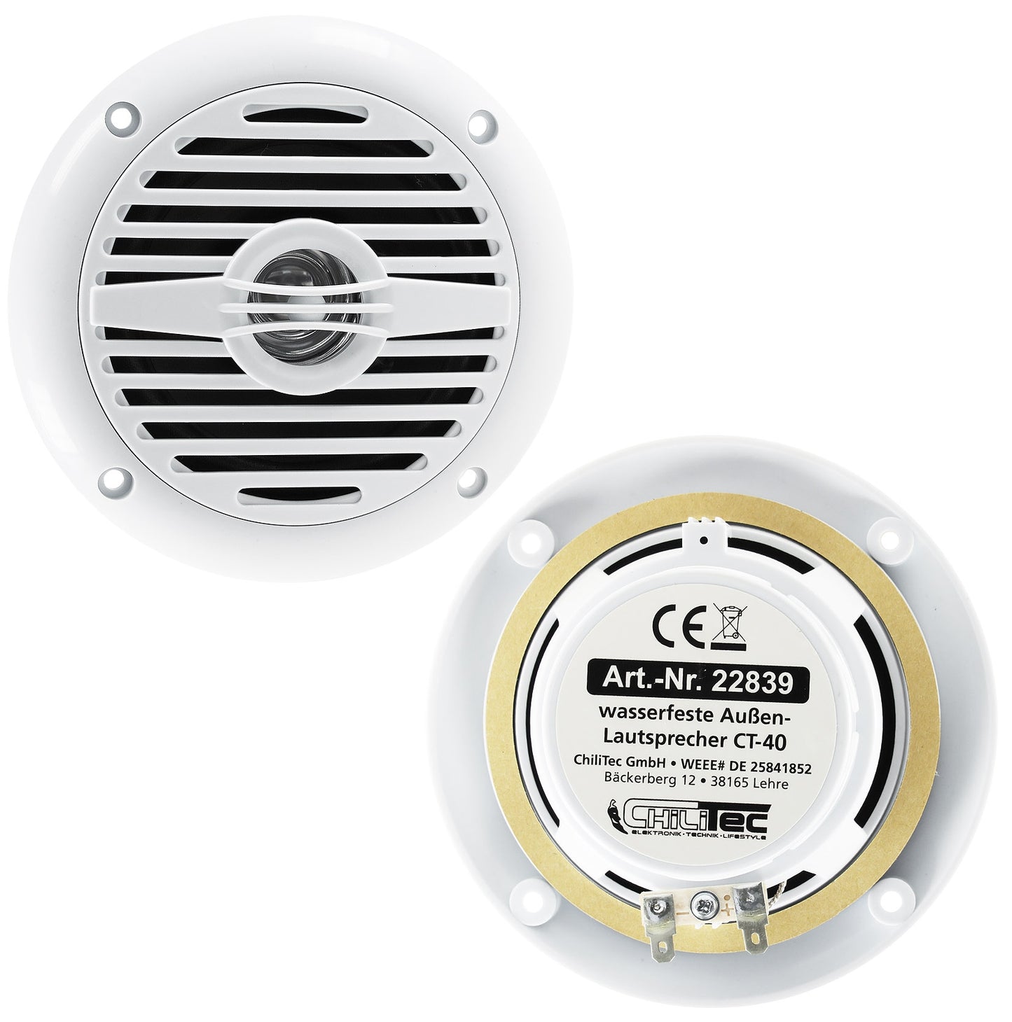 wasserfeste Außen-Lautsprecher "CT-40" 8 Ohm, 4", 60W, 120Hz-20KHz, PAAR