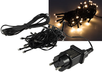 LED Aussen-Lichterkette "CT-ALK040" 4m warmweiß, Kabel schwarz, IP44, 40 LEDs