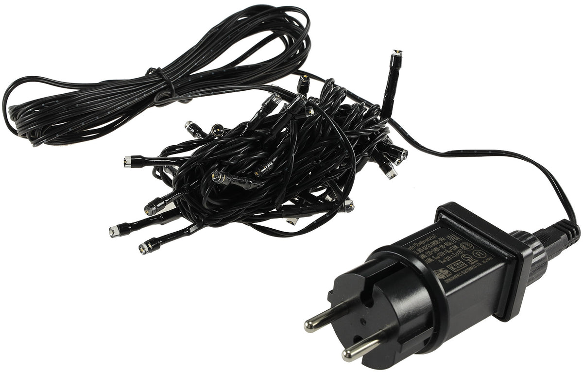 LED Aussen-Lichterkette "CT-ALK040" 4m warmweiß, Kabel schwarz, IP44, 40 LEDs