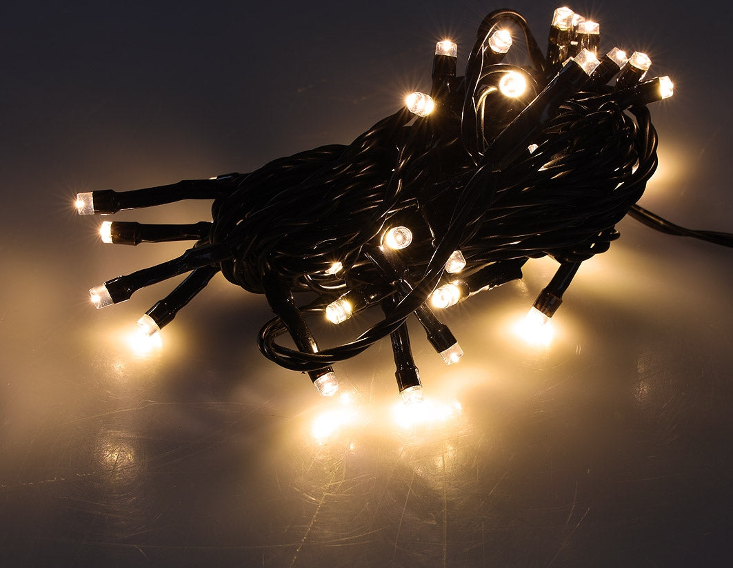 LED Aussen-Lichterkette "CT-ALK040" 4m warmweiß, Kabel schwarz, IP44, 40 LEDs