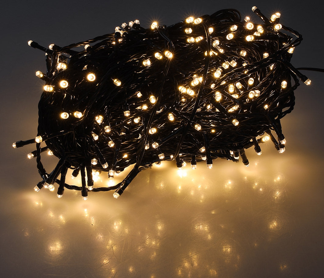 LED Aussen-Lichterkette "CT-ALK400" 40m warmweiß, Kabel schwarz, IP44, 400 LEDs