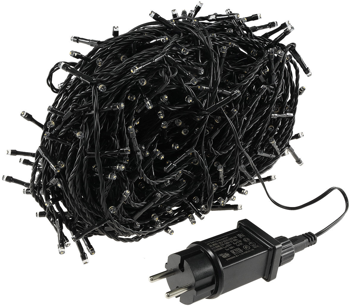LED Aussen-Lichterkette "CT-ALK600" 60m warmweiß, Kabel schwarz, IP44, 600 LEDs