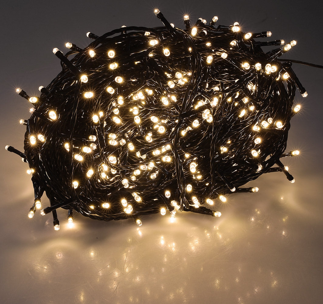 LED Aussen-Lichterkette "CT-ALK600" 60m warmweiß, Kabel schwarz, IP44, 600 LEDs