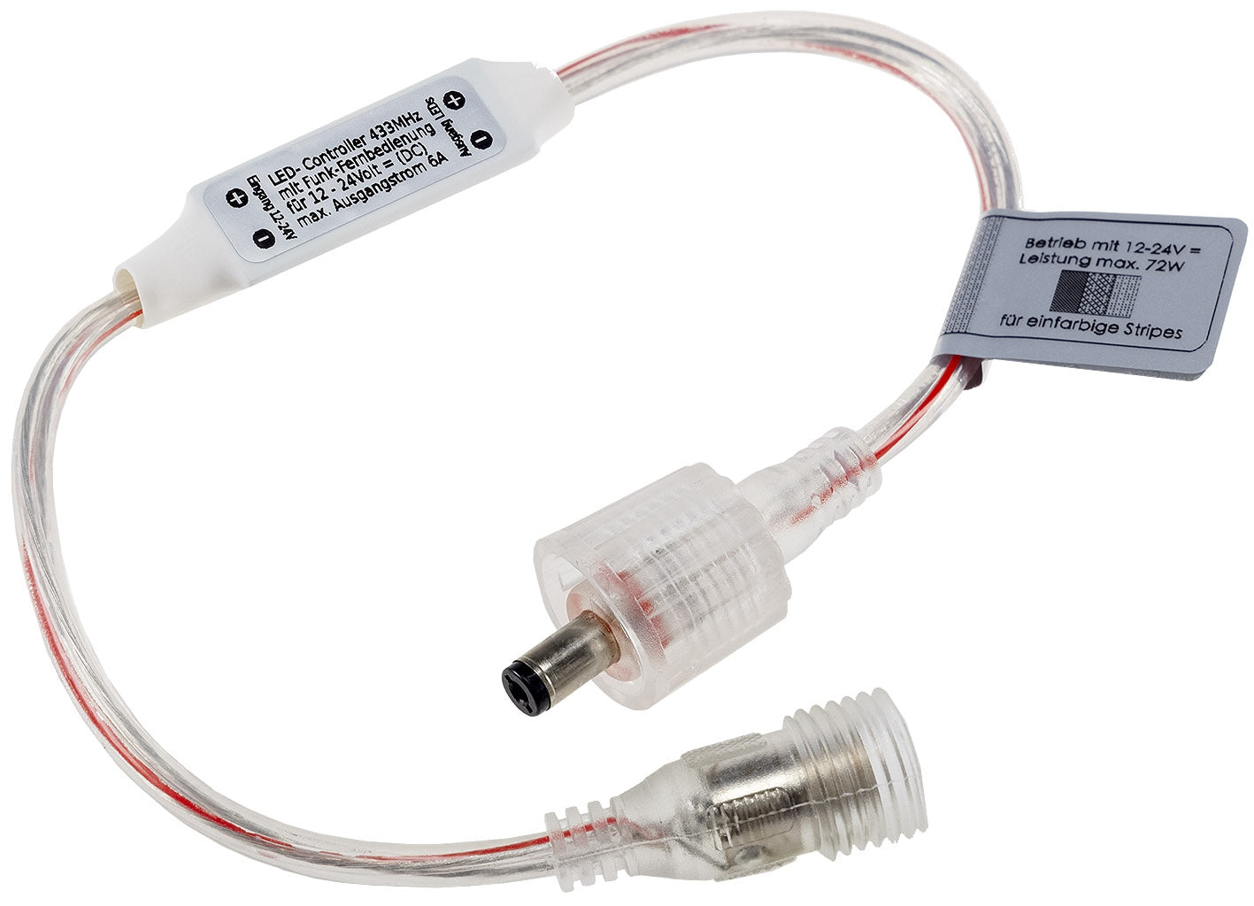 Funk-Controller für LED-Stripes mit Fernbedienung, 12-24V, 72Watt