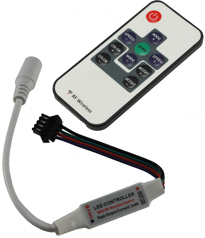 Funk Controller für RGB LED-Stripes Funk-Fernbedienung, 12-24V, max. 72Watt
