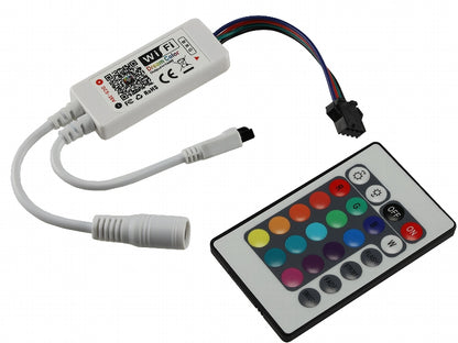 Controller für RGB LED-Stripes incl. IR-Fernbedienung + App-Steuerung