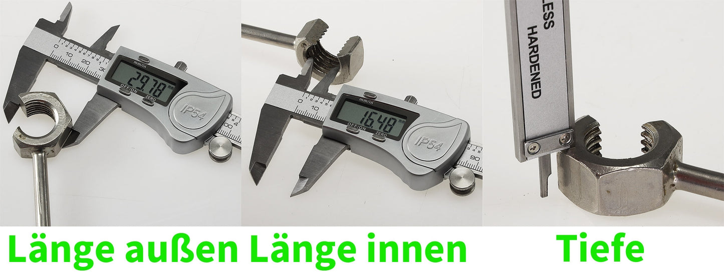 digitaler Messschieber 150mm "DS150 Pro" LCD-Anzeige, IP54 Wasser-/Öl-/Staubabw.