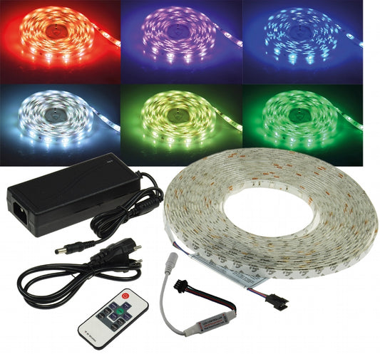RGB LED-Strip Set "RGB-1000 RF" 10m Stripe, Netzteil, Funk-Fernbedienung
