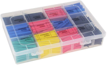 Schrumpfschlauch-Sortiment, 750-teilig in Plastikbox, Ratio 2:1, bunt