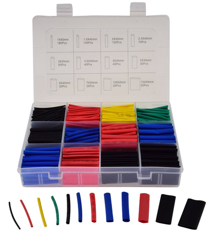 Schrumpfschlauch-Sortiment, 750-teilig in Plastikbox, Ratio 2:1, bunt