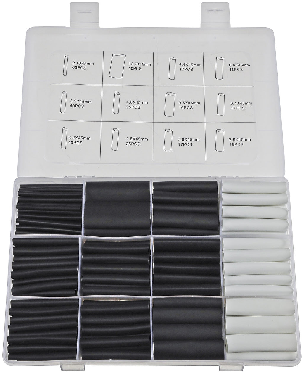 Schrumpfschlauch-Sortiment, 300-teilig Plastikbox, klebend, Ratio 3:1, schw+wei