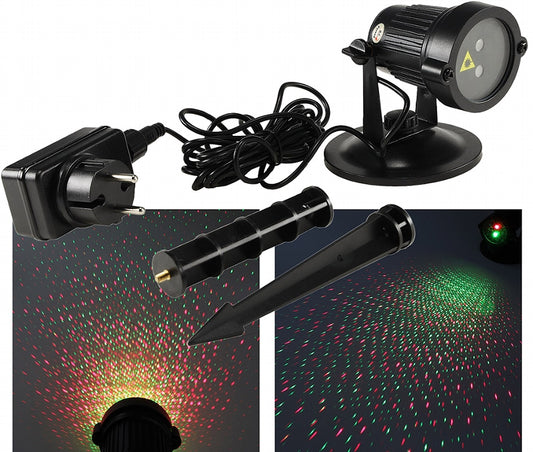 Wetterfester IP44 Gartenlaser (rot/grün) Erdspieß, Standfuß und Wandhalterung