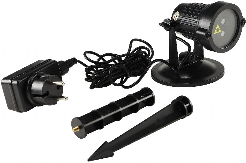 Wetterfester IP44 Gartenlaser (rot/grün) Erdspieß, Standfuß und Wandhalterung