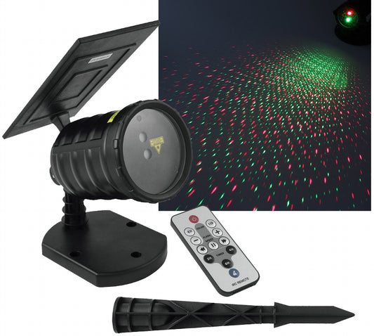 Wetterfester Gartenlaser SOLAR(rot/grün) Erdspieß, Standfuß und Wandhalterung