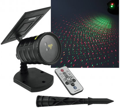 Wetterfester Gartenlaser SOLAR(rot/grün) Erdspieß, Standfuß und Wandhalterung