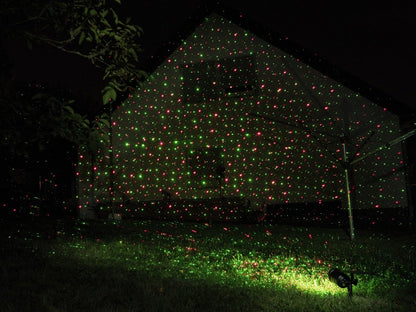 Wetterfester Gartenlaser SOLAR(rot/grün) Erdspieß, Standfuß und Wandhalterung