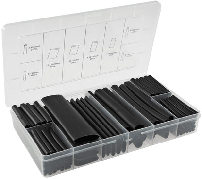 Schrumpfschlauch-Sortiment, 142-teilig Plastikbox, klebend, Ratio 3:1, schwarz
