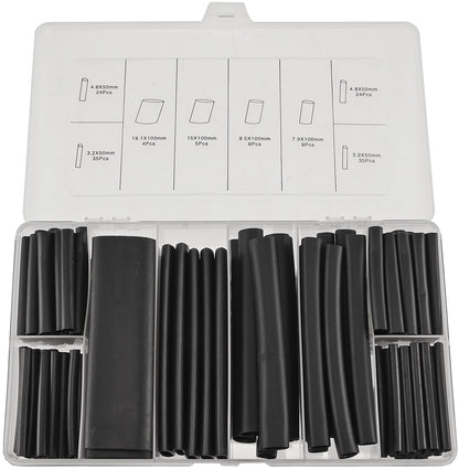 Schrumpfschlauch-Sortiment, 142-teilig Plastikbox, klebend, Ratio 3:1, schwarz