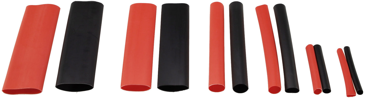 Schrumpfschlauch-Sortiment, 142-teilig Plastikbox, klebend, Ratio 3:1, schw+rot