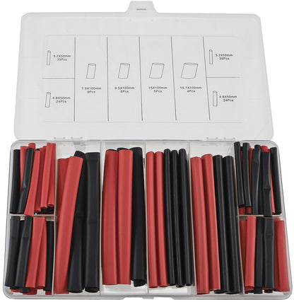 Schrumpfschlauch-Sortiment, 142-teilig Plastikbox, klebend, Ratio 3:1, schw+rot
