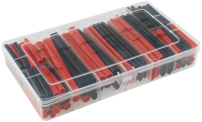 Schrumpfschlauch-Sortiment, 142-teilig Plastikbox, klebend, Ratio 3:1, schw+rot