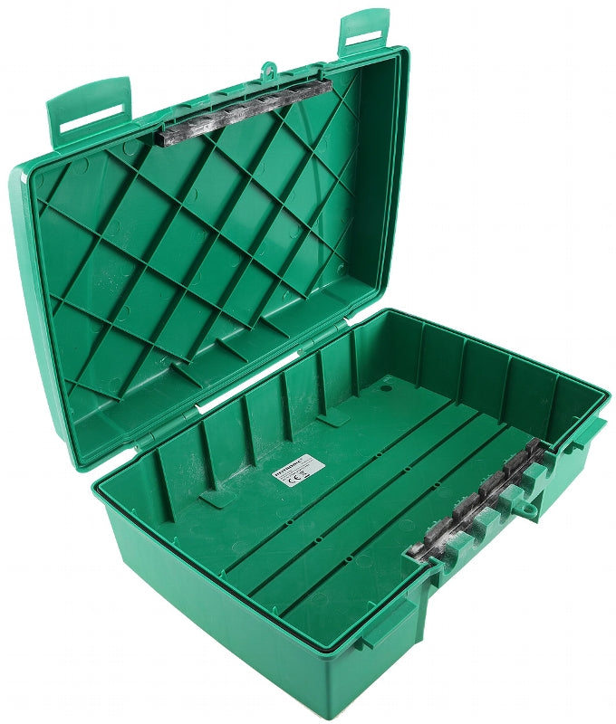 Wetterfeste Garten-Kabelbox, IP55 verschließbar, 35x24x12cm, grün