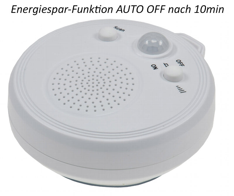 Duschradio mit Saugnapf, weiß Energiespar-Funktion, 3xAA, Batterie # Auto OF1F nach 10min #