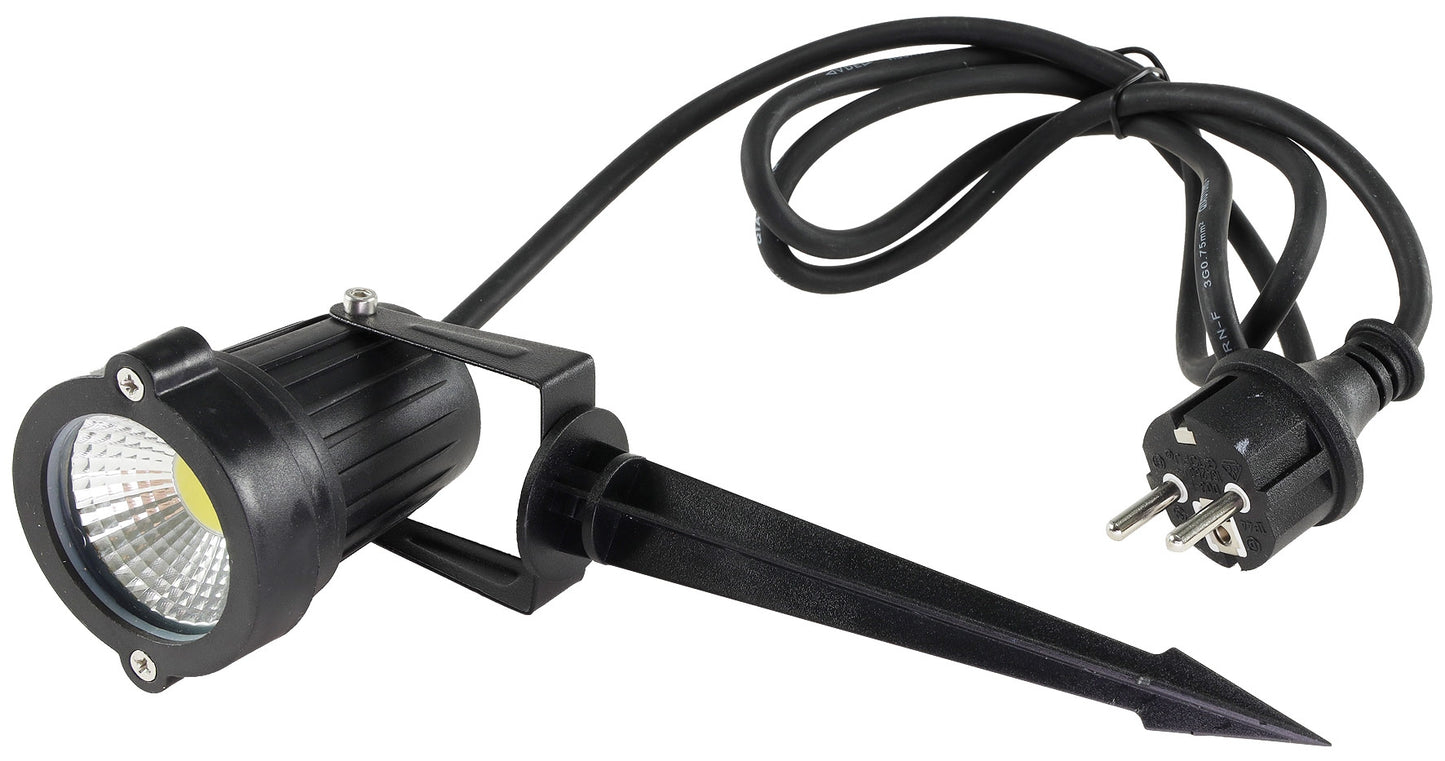 LED Gartenleuchte "CT-GS5" warmweiß 5W, 230V, 1,5m Kabel+Erdspieß, schwarz