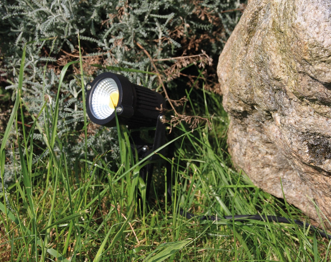 LED Gartenleuchte "CT-GS5" warmweiß 5W, 230V, 1,5m Kabel+Erdspieß, schwarz