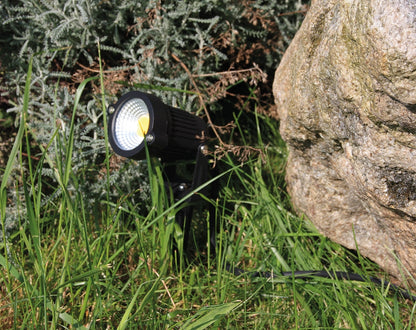 LED Gartenleuchte "CT-GS5" warmweiß 5W, 230V, 1,5m Kabel+Erdspieß, schwarz