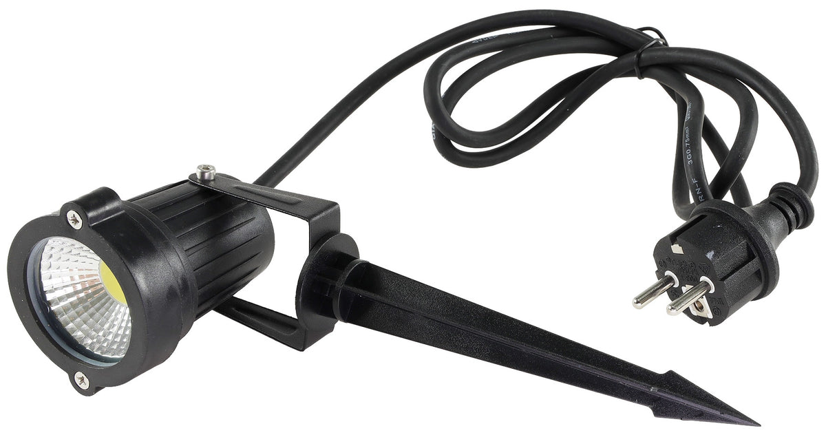 LED Gartenleuchte "CT-GS5" neutralweiß 5W, 230V, 1,5m Kabel+Erdspieß, schwarz