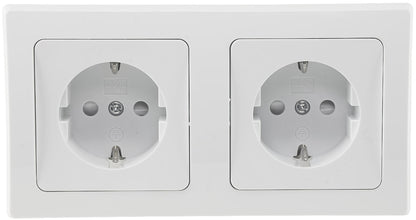 DELPHI Set 2 Steckdo.+ 2-fach Rahmen 250V~/ 16A, Klemmanschluss, weiß