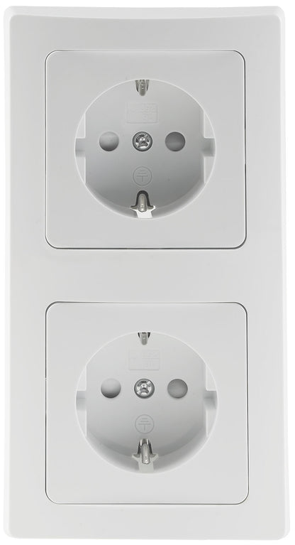 DELPHI Set 2 Steckdo.+ 2-fach Rahmen 250V~/ 16A, Klemmanschluss, weiß