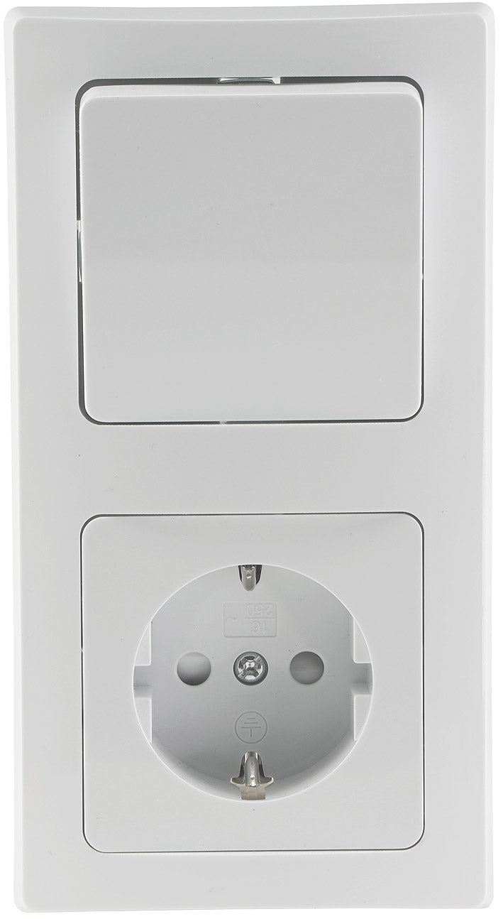 DELPHI Set Steckd+WS+Rahmen 250V~/ 16A, Klemmanschluss, weiß