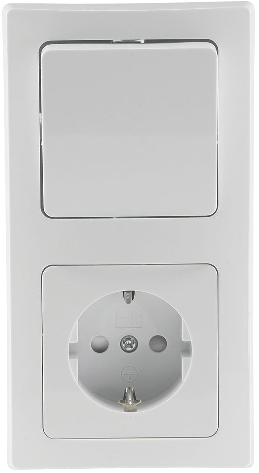 DELPHI Set Steckd+WS+Rahmen 250V~/ 16A, Klemmanschluss, weiß