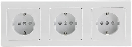 DELPHI Set 3 Steckdo.+ 3-fach Rahmen 250V~/ 16A, Klemmanschluss, weiß